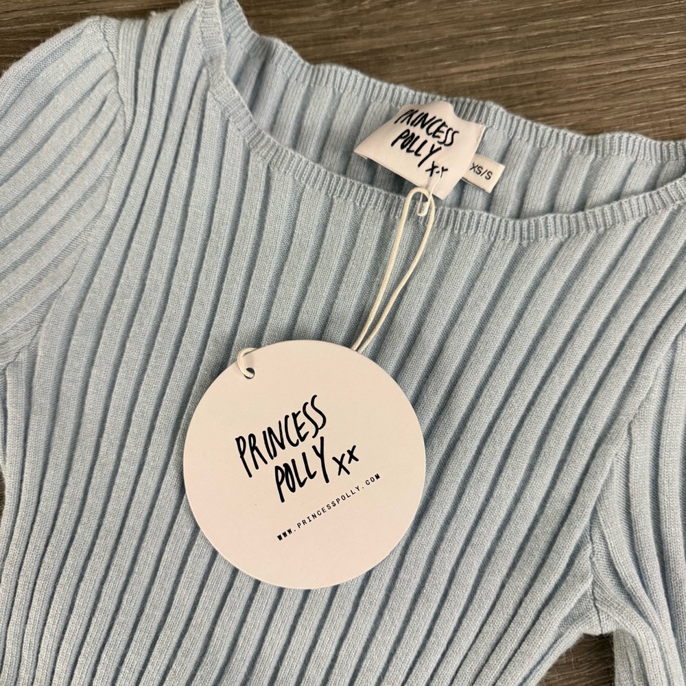 NWT Princess Polly Sahill Mini Ribbed Dress Baby Blue Size XS / S - Picture 4 of 9